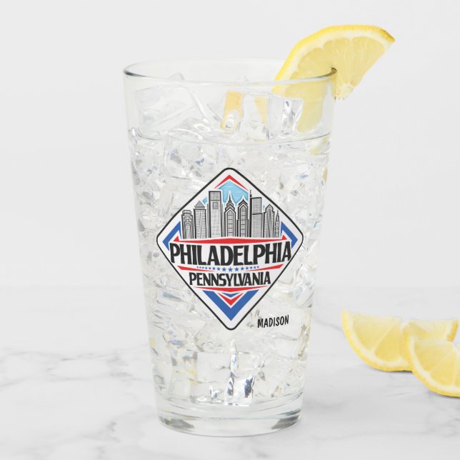 Verre Nom personnalisé Philadelphia Pennsylvanie (Dos glace)