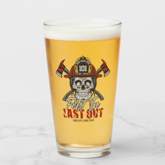 Verre Nom Personnalisé Pompier D'Abord En Dernier Feu De (Devant (rempli))