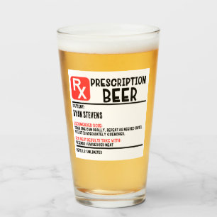 Verre Nom personnalisé Prescription Bière drôle Bière Hu