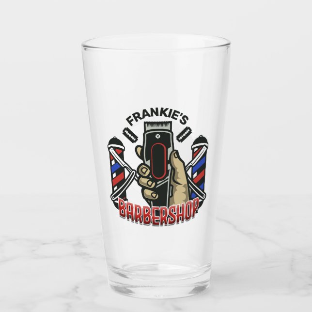 Verre Nom personnalisé Retro Barber Shop Pole Barbier (Devant)