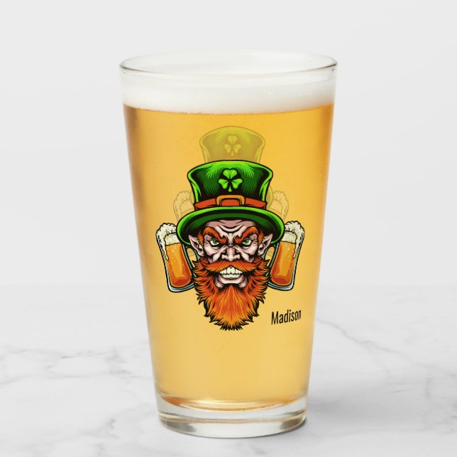 Verre Nom personnalisé Saint Patrick’s Day Pint glass (Dos (rempli))