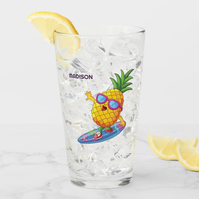 Verre Nom personnalisé Surfer ananas (Devant glace)