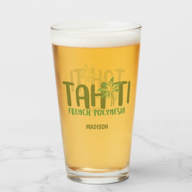 Verre Nom personnalisé Tahiti (Dos (rempli))