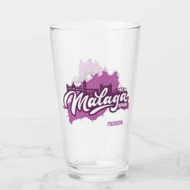 Verre Nom personnalisé / Texte Malaga Espagne (Devant)