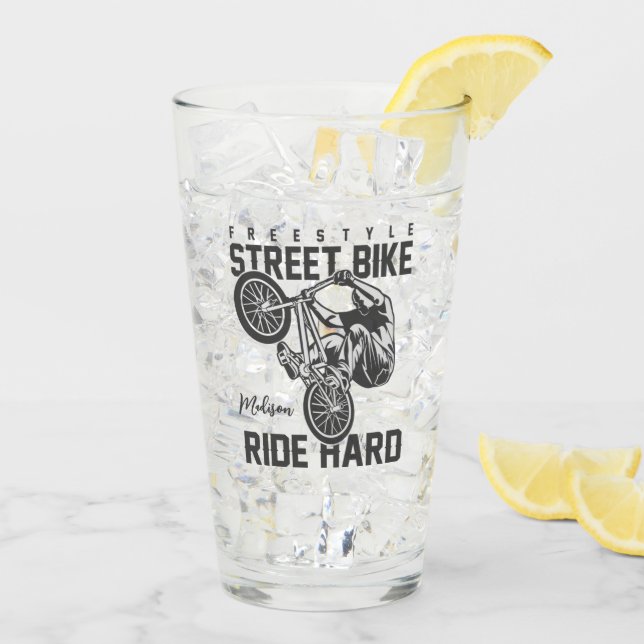 Verre Nom personnalisé Vélo de rue (Dos glace)