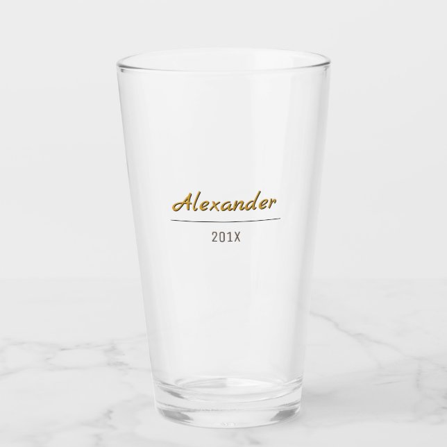 Verre Nom personnel avec l'année ou la date (Devant)