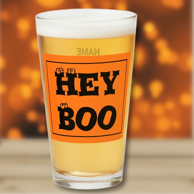 Verre Nom, Texte Halloween Hey Boo Eyeballs, Pint (Créateur téléchargé)