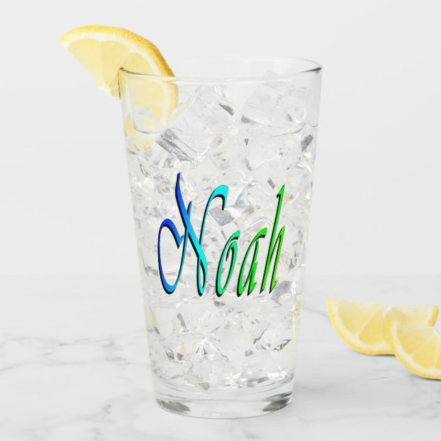 Verre Nom Vert Et Bleu Noé,  (Devant glace)