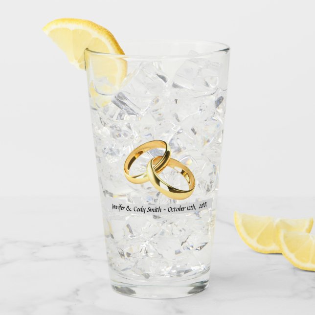 Verre Noms et dates cadeaux nouvellement mariés Tall (Devant glace)