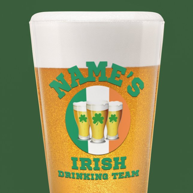 Verre Nom's Irish Drinking Team 3 Pint (Custom Irish pint glass for St. Pat's! 🍻 Personalize now!)