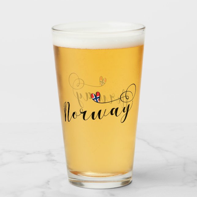 Verre Norwegian Flag Heart Design, Norvège (Dos (rempli))