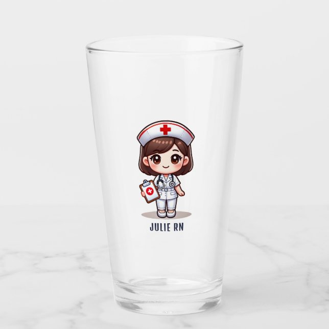 Verre Nourriture Manga mignonne avec cheveux Brown Brown (Devant)