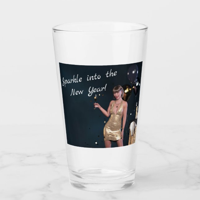 Verre Nouvel An Fille de la Soirée en Robe Séquinée (Devant)