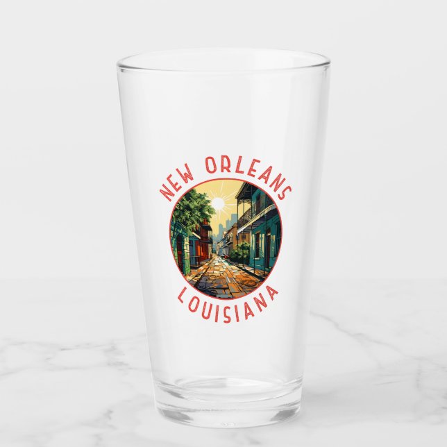 Verre Nouvelle-Orléans Louisiane Retro Cercle en détress (Devant)