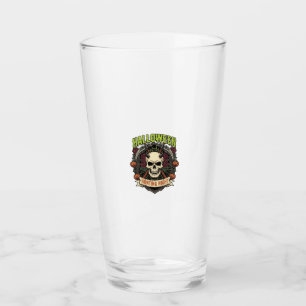 Verre Nuit de chasse d'Halloween Roses de crâne à cornes