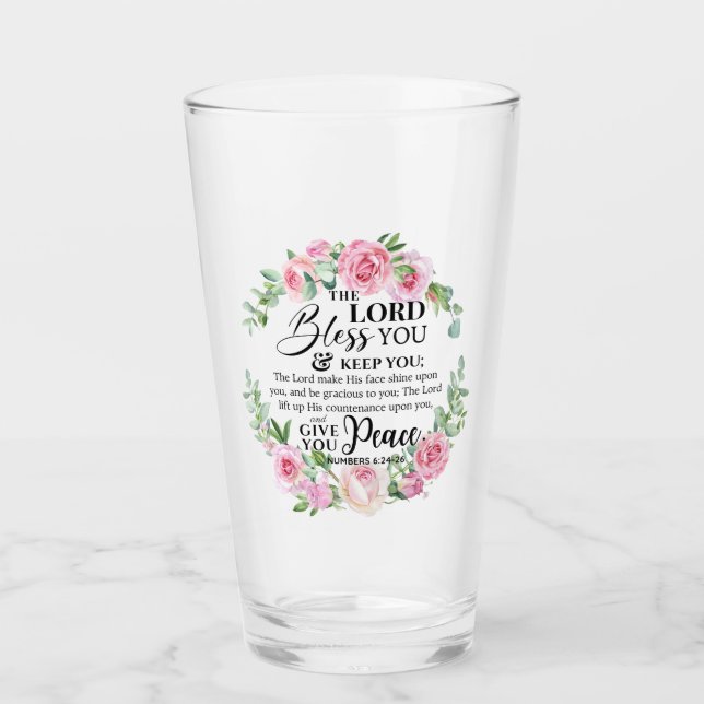 Verre Numéros 6:24-26 Le Seigneur vous bénisse Rose de l (Devant)