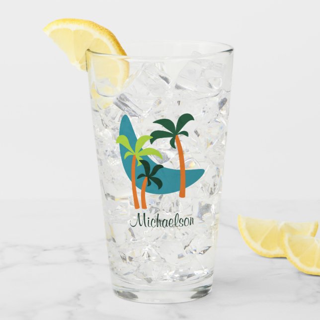 Verre Oasis moderne de palmiers du milieu du siècle (Devant glace)