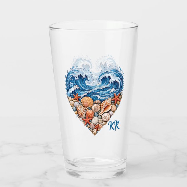 Verre Ocean Heart Waves and Shells – Coastal Personalize (Dos)