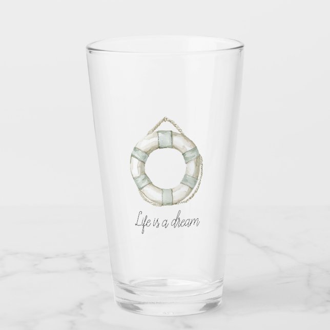 Verre Ocean Sea Mint White Round Floating Device (Devant)