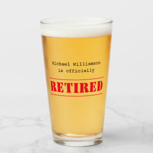 Verre Officiellement à la retraite, personnalisation de 