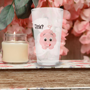 Verre "Oink ?" Joli porc rose