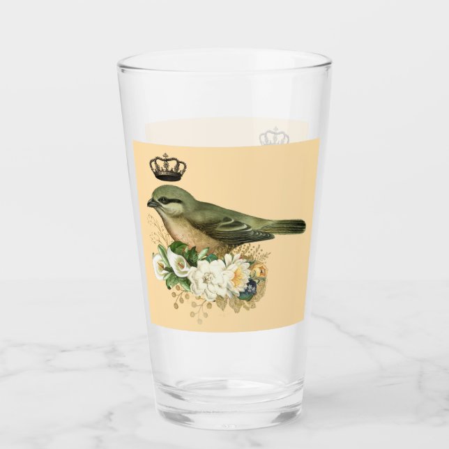 Verre Oiseau de la Couronne fantaisie sur la pêche (Devant)