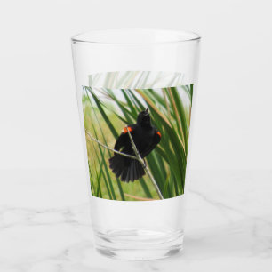 Verre Oiseau-noir à ailes rouges - Série d'oiseaux Jardi