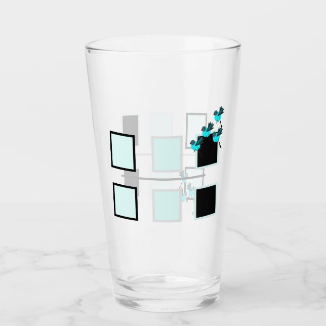 Verre Oiseaux bleus en vol tous les jours (Devant)