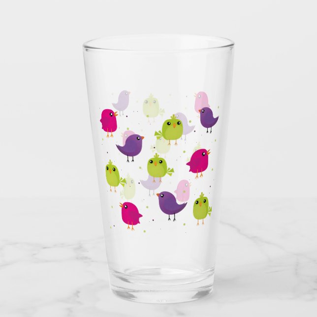 Verre Oiseaux colorés mignons  (Devant)