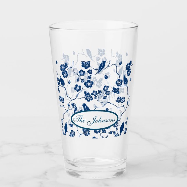 Verre Oiseaux de Toile contemporains & Flore (Devant)