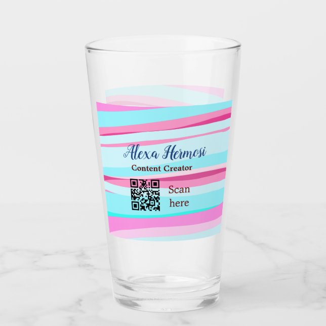 Verre Ombre bleu rose ajouter nom profession code q r ti (Devant)
