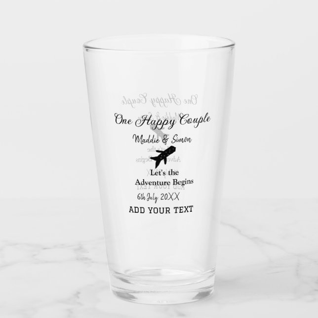 Verre One happy Couple, l'aventure commence co mariage (Devant)