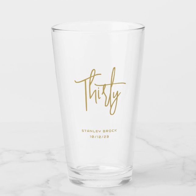 Verre Or calligraphique simple 30e anniversaire (Devant)