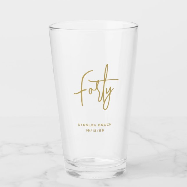 Verre Or calligraphique simple 40e anniversaire (Devant)