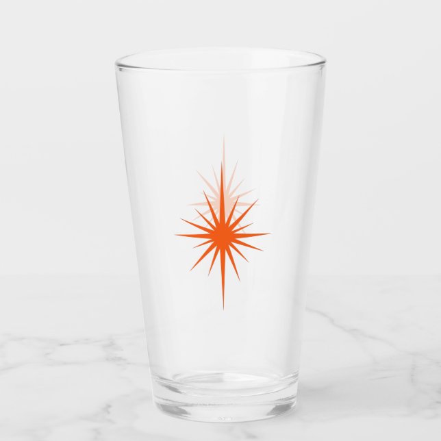 Verre Orange atomique Starburst Retro Midsiècle (Devant)