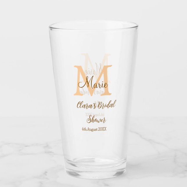 Verre Orange monogramme douche de mariée ajouter nom mod (Devant)