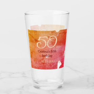 Verre Orange rouge 50 anniversaire ajouter nom date p