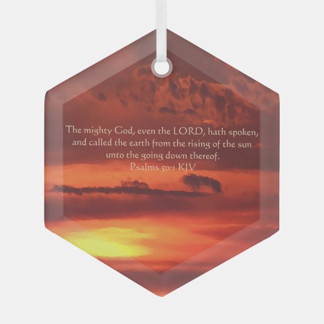Verre Orange Sunrise Scripture Suncatcher Ornement en ve (Recto)