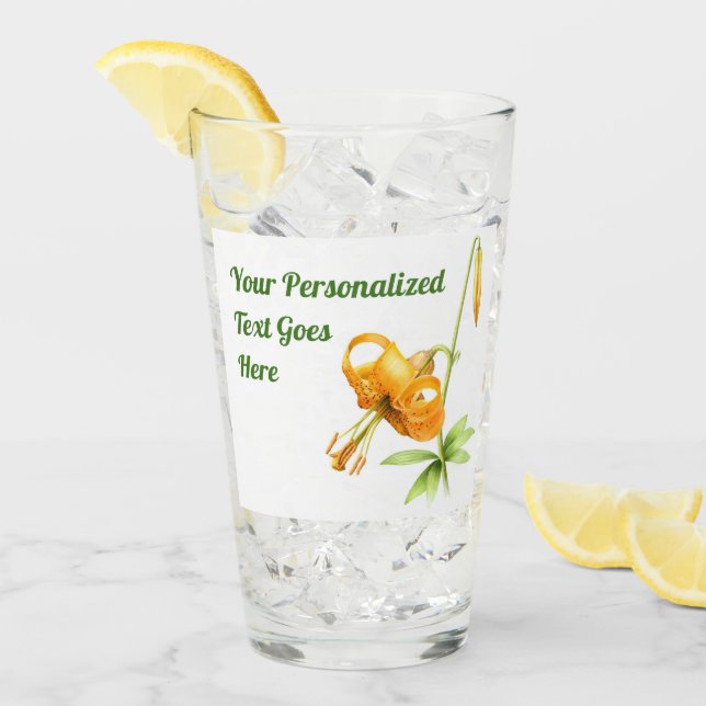 Verre Orange Tiger Lily personnalisée (Devant glace)