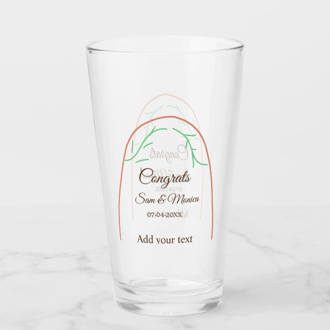 Verre Orange vert boho félicitations ajouter nom date ar (Devant)