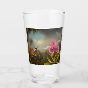 Verre Orchidée avec deux colibris Heade