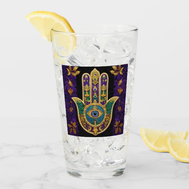 Verre Ornate Gold Troisième Oeil Hamsa (Devant glace)