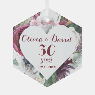 Verre Ornement en céramique Roses et verdure 30e anniver