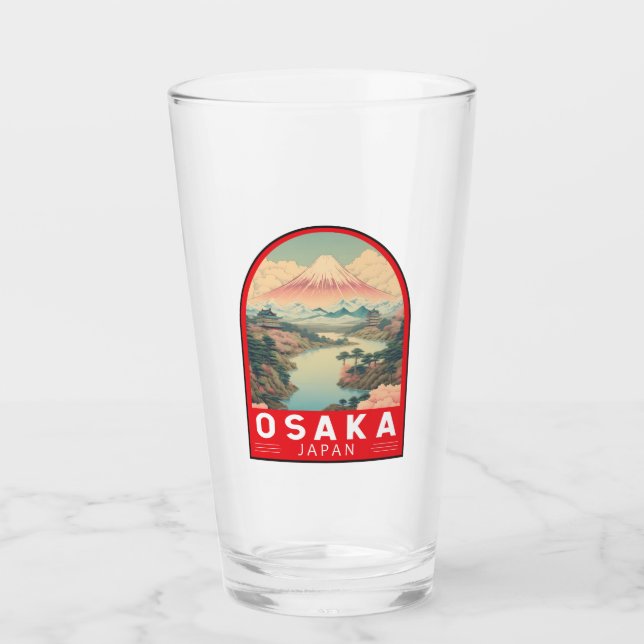 Verre Osaka Japon Mont Fuji Emblème d'art de voyage (Devant)