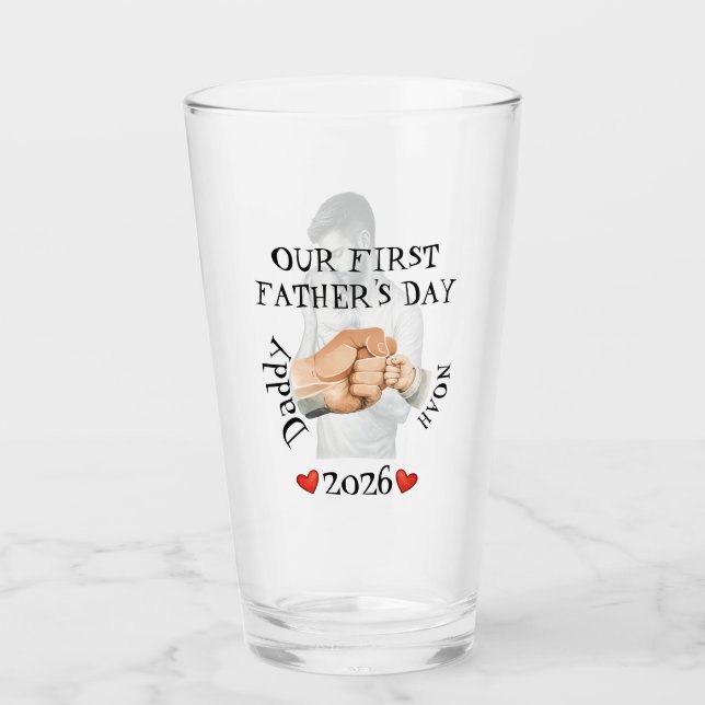 Verre Our First Fathers Day Custom Photo Fist Bump (Devant)
