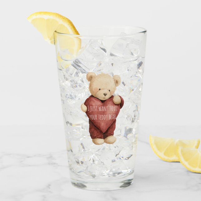 Verre Ours en peluche cœur rouge (Devant glace)