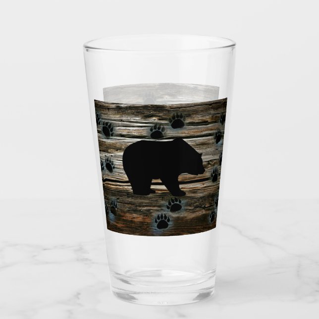 Verre Ours Noir Ours Noir Pâtes Bois Rustique (Devant)