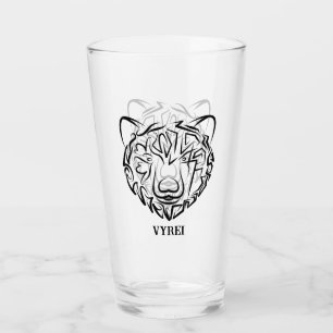 Verre Ours tribal noir et blanc