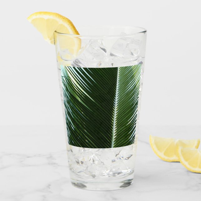 Verre Overlapping Palm Fronds Tropical Green Abstract (Devant glace)
