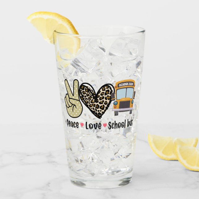 Verre Paix, Amour, Bus scolaire (Devant glace)